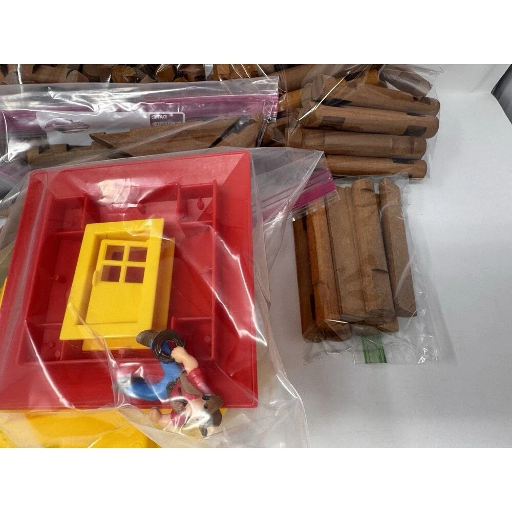 Vintage Lincoln Logs Wooden Building Pieces Lot ~290 Pieces Sorted Clean (B)